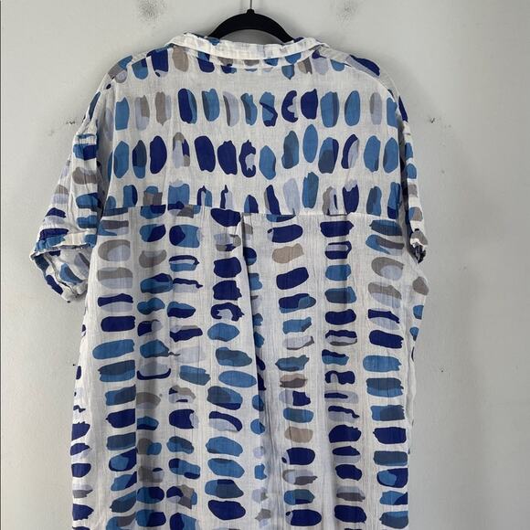 Dolma gauzy cotton blend paint splotch print short sleeve midi maxi dress sz XL - Picture 8 of 10